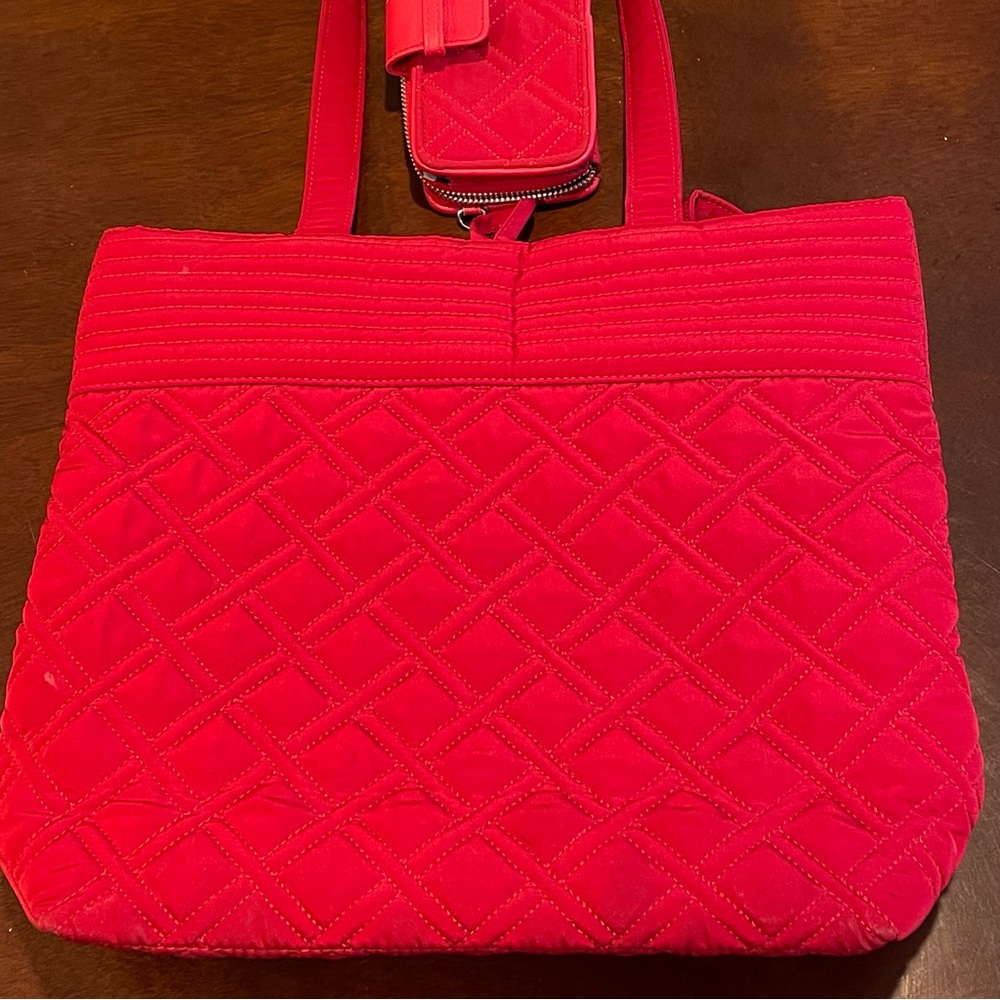 Vera Bradley red quilted tote and wallet